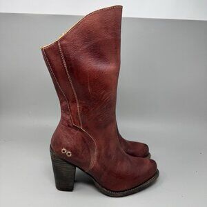 Bed Stu Cobbler Series Womens High Heel Tall Zip Up Boots Dark Red Size 8.5 New